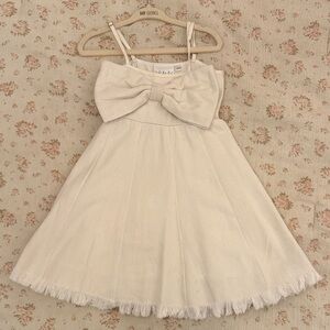 Ooh! La, La! Couture Cream Bow-Front Spaghetti Strap Dress